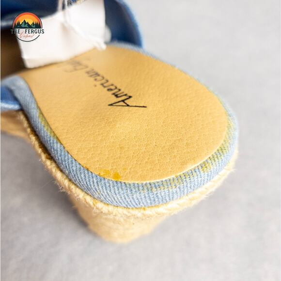 NWT American Eagle Wedges Espadrille Heels Denim Canvas Ankle Strap Women's 8 - Picture 11 of 11